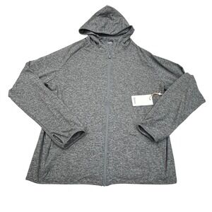 Quince Flowknit Hoodie Womens Large Full Zip Performance Gym Heather Grey NWT
